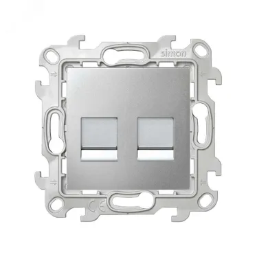 Розетка для передачи данных 2xRJ45 Cat.5e UTP цвета алюминий S24 Harmonie