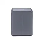                  AtlasDesign Profi54 выключатель двухклавишный IP54 10 АХ, АНТРАЦИТ, Россия
               