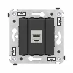 Avanti Компьютерная розетка RJ-45 без шторки в стену, кат.6А одинарная экранированная, Черный матовый