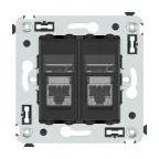 Компьютерная розетка RJ-45 в стену, кат.6 экранированная двойная,''Avanti'', ''Черный матовый''