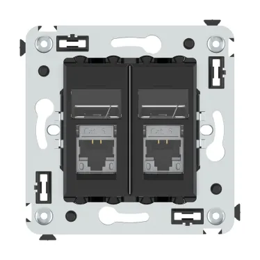 Компьютерная розетка RJ-45 в стену, кат.6 экранированная двойная,''Avanti'', ''Черный матовый''