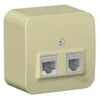                  Розетка открытой установки BLANCA двойная, компьютерная RJ45, кат.5E + телефонная RJ11, с изолирующей пластиной, белый, бежевый
               
