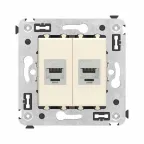                  Avanti Компьютерная розетка RJ-45 без шторки в стену, кат.6А двойная экранированная, Ванильная дымка
               
