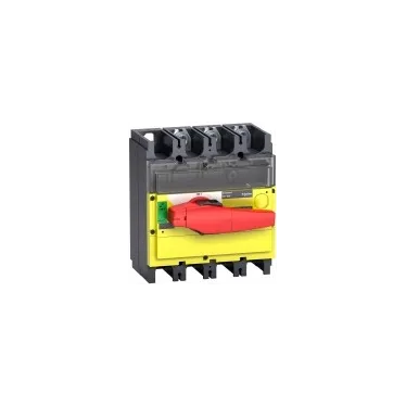 Выключатель-разъединитель INV630 3п красная рукоятка/желтая панель