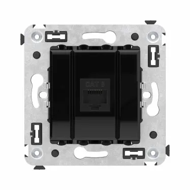 Avanti Компьютерная розетка RJ-45 без шторки в стену, кат.6 одинарная, Черный квадрат