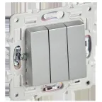 SKANDY Выключатель 3-клавишный 10А SK-V11S серебряный IEK