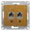 Розетка Glossa двойная компьютерная RJ45 + RJ45 кат.5E механизм дуб