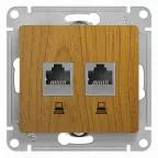 Розетка Glossa двойная компьютерная RJ45 + RJ45 кат.5E механизм дуб