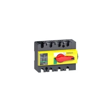 Выключатель-разъединитель INS160 3п красная рукоятка/желтая панель