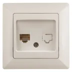                  Розетка телефонная RJ11, СУ, Solo, сл.кость, 4-302-02
               