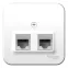 Розетка BLANCA наружная двойная компьютерная RJ45+телефонная RJ11, кат.5e, с изолирующей пластиной, белый