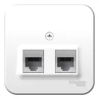                  Розетка BLANCA наружная двойная компьютерная RJ45+телефонная RJ11, кат.5e, с изолирующей пластиной, белый
               