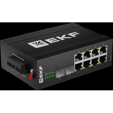 Коммутатор промышленный управляемый уровня L2 ML2-2GX/SFP-8GTP, 2 порта 1000Base-X SFP, 8 портов 10/100/1000Base-T(X) RJ45 c PoE, монтаж на динрейку TSX EKF