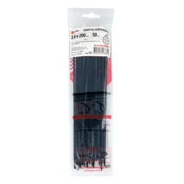 Хомут P6.6 стандартный черный 3.6x200 (50шт) FlexLock PROxima