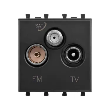 Avanti Розетка TV-FM-SAT модульная, , Черный матовый, 2 модуля