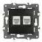 Розетка 2хRJ45, Эра Elegance, антрацит, 14-3108-05