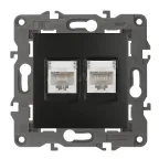 Розетка 2хRJ45, Эра Elegance, антрацит, 14-3108-05