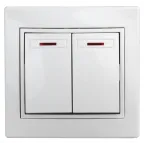                  Выключатель двойной с подсветкой, 10А-250В, СУ, б.л., Plano, белый,1Э-105-01
               
