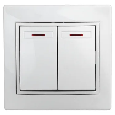 Выключатель двойной с подсветкой, 10А-250В, СУ, б.л., Plano, белый,1Э-105-01