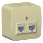                  Розетка открытой установки BLANCA двойная компьютерная RJ45, кат.5E, с изолирующей пластиной, белый, бежевый
               