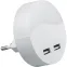 Ночник светодиодный 0.45w LED с датчиком освещенности и 2-мя USB выходами белый