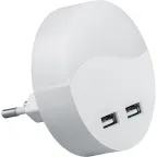                  Ночник светодиодный 0.45w LED с датчиком освещенности и 2-мя USB выходами белый
               