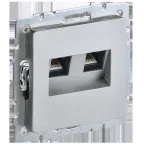                  BRITE Розетка двойная RJ11+RJ45 кат.5E РК/Т12-БрА алюминий
               