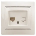                  Розетка телефонная RJ11, СУ, Plano, сл.кость, 1-302-02
               