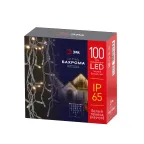 Светодиодная новогодняя гирлянда бахрома 1x2 м, белый каучук, теплый белый свет 100 LED ERAPS-WK2