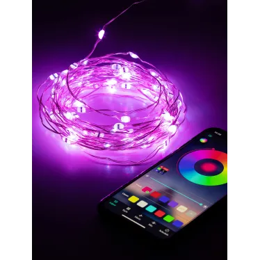Гирлянда Нить с пультом, RGB, 10 м, 220 V, с таймер, с музыкой, с упр. через моб. прилож., длина провод ЕGNIG - PU-1