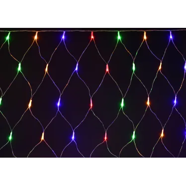 LIGHTING Гирлянда сеть 1,5х1,5м 160 светодиодов RGB IP20 прозрачный шнур 3м 230В контроллер 8 сцен IEK