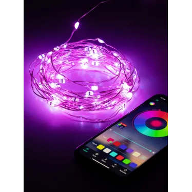 Гирлянда Нить с пультом, RGB, 5 м, 220 V, с таймер, с музыкой, с упр. через моб. прилож., длина провода ЕGNIG - PU