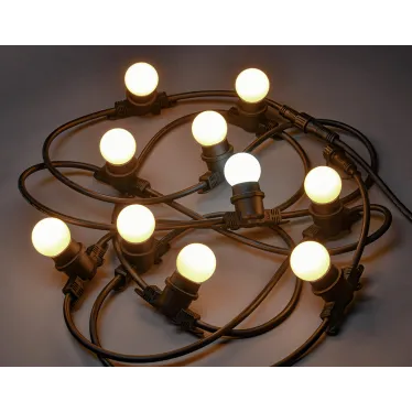 LIGHTING Гирлянда белт-лайт 5м 10 теплый белый цвет ламп IP65 черный шнур 3м 230В транзит IEK