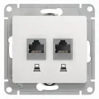                  Розетка Glossa двойная компьютерная RJ45 + RJ45 кат.5E механизм белый
               