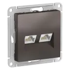                  Розетка ATLASDESIGN двойная компьютерная RJ45+RJ45 категория 5E механизм мокко
               