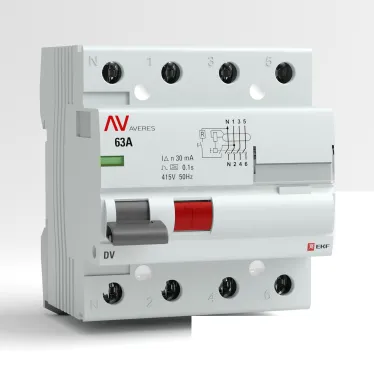 Устройство защитного отключения DV 4P 80А/500мА (AC) AVERES