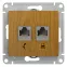 GLOSSA Розетка двойная телефон/компьютер RJ11+RJ45 категория 5е дуб в рамку