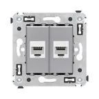                  Avanti Компьютерная розетка RJ-45 без шторки в стену, кат.5е двойная, Закаленная сталь
               