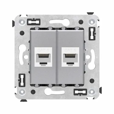 Avanti Компьютерная розетка RJ-45 без шторки в стену, кат.6 двойная, Закаленная сталь