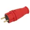 Вилка VX10-R-IP44 каучуковая c заземлением 16А IP44 прямая красная