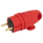                  Вилка VX11-R-IP44 каучуковая c заземлением 16А IP44 с кольцом угловая красная
               
