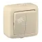 Выключатель двухклавишный наружный слоновая кость IP44 16А