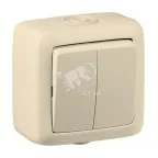                  Выключатель двухклавишный наружный слоновая кость IP44 16А
               
