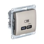 GLOSSA USB РОЗЕТКА тип-C 65W высокоскор.заряд. QC, PD, механизм, ТИТАН
