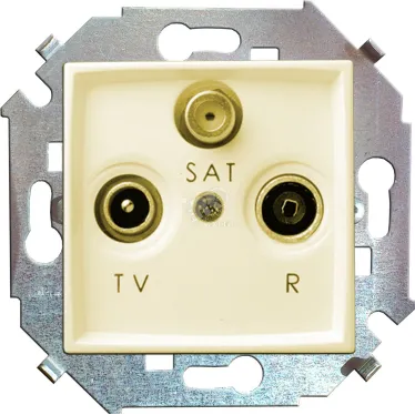 15 Розетка R-TV-SAT одиночная винтовой зажим слоновая кость