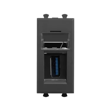 Avanti USB 3.0 розетка модульная, тип А-А, , Черный матовый, 1 модуль