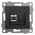 Розетка компьютерная RJ45 Bravo, механизм, одинарный, графит