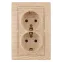 Розетка Intro Plano 1-205-11 с заземлением двойная 2X2P+E Schuko, 16А-250В, IP20, СУ, сосна