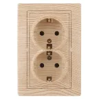Розетка Intro Plano 1-205-11 с заземлением двойная 2X2P+E Schuko, 16А-250В, IP20, СУ, сосна