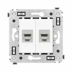 Avanti Компьютерная розетка RJ-45 без шторки в стену, кат.6 двойная экранированная, Белое облако